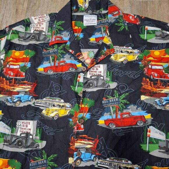 David Carey Originals Mens Route 66 Hawaiian Shirt 3Xl Retro Cars Short Sleeve - Picture 3 of 6